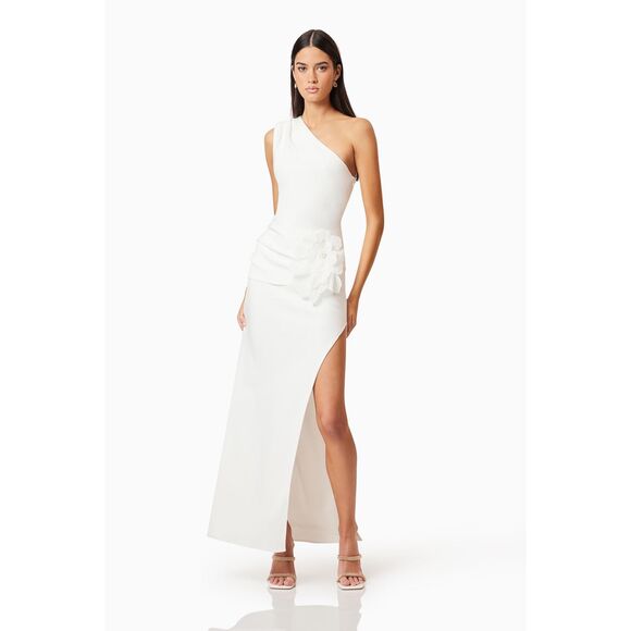 ELLIATT Janelle One Shoulder Gown White Bachelorette Bridal Wedding size M NWT - Picture 2 of 8